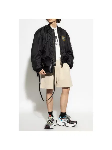 Szorty Balenciaga z logo beżowe