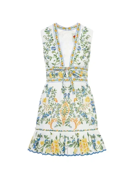 Rochie mini Farm Rio cu model floral cu imagine alb