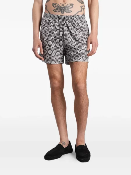 Slip de baie Tagliatore cu imagine cu imprimeu geometric cu cordon gri