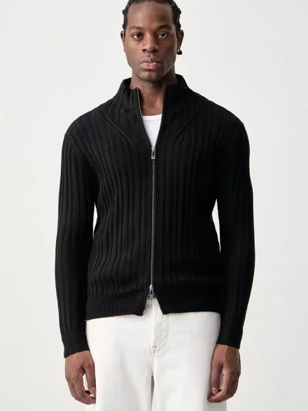 Armani Exchange pulover cu pentru bărbați cu amestec de lână negru