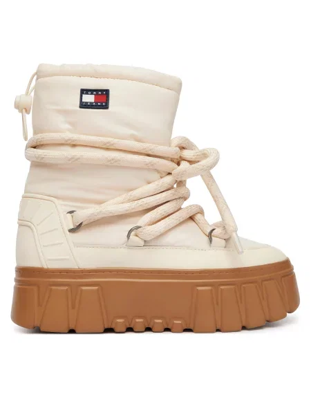 Sniego batai Tommy Jeans Tjw Platform Nylon Snowboot Wl Kreminė