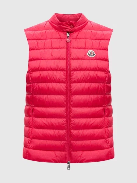 Стьобаний пуховий жилет з нашивкою логотипа Moncler рожевий