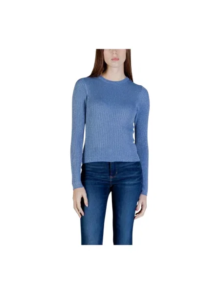 Dzianinowy sweter Jacqueline De Yong z długim rękawem niebieski