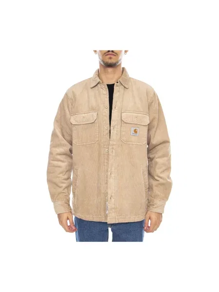 Kurtka koszulowa Carhartt Wip z kieszeniami na piersi beżowa