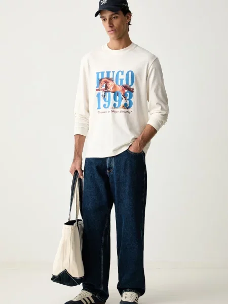 Tricou cu mânecă lungă Hugo Blue bej