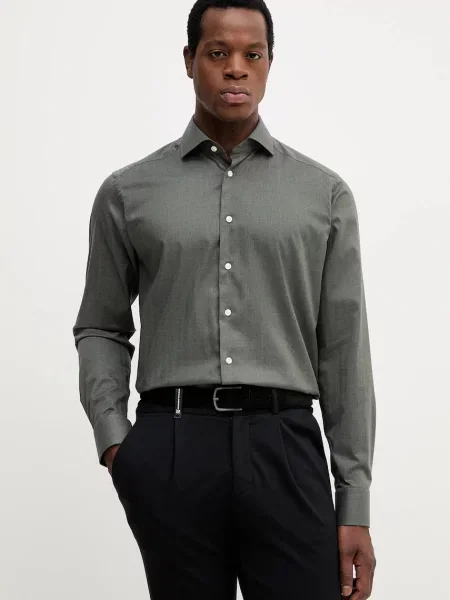 Košile Eton slim s italským límcem zelená