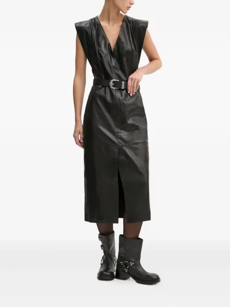 Rochie midi Iro până la genunchi cu crăpătură de costum negru