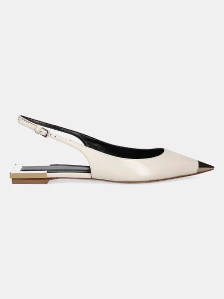 Кожаные балетки Elisabetta Franchi с открытой пяткой бежевые