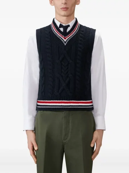 Vestă Thom Browne tricotate albastru