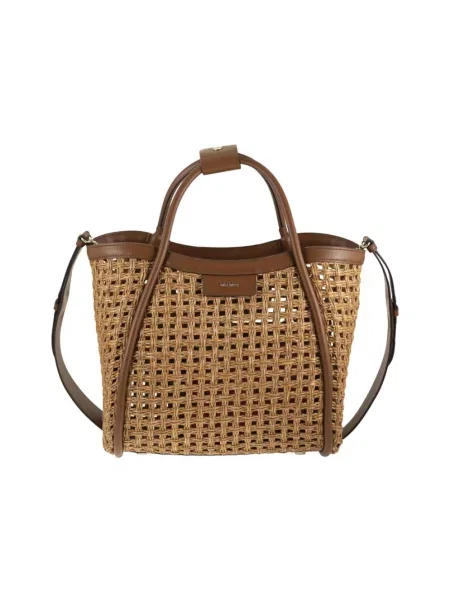 Shopperka Max Mara skórzana beżowa