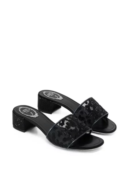 Stras sandale Rene Caovilla cu model leopard negru