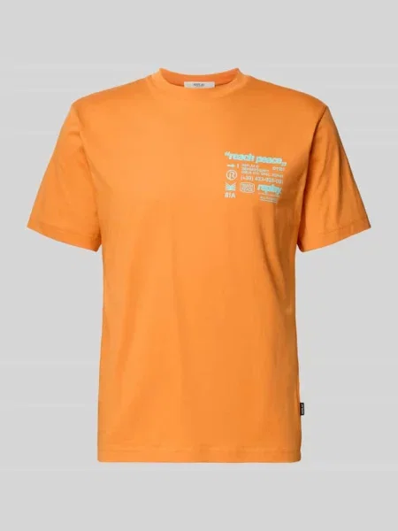 T-shirt o kroju regular fit z nadrukiem z napisem Replay pomarańczowa