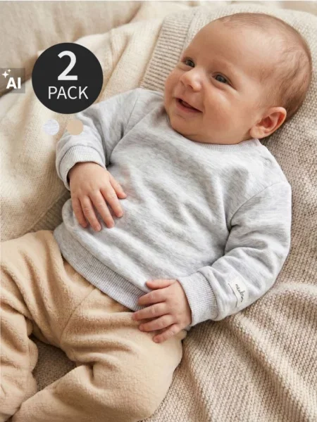 Sinsay mikiny crewneck 2 pack šedá