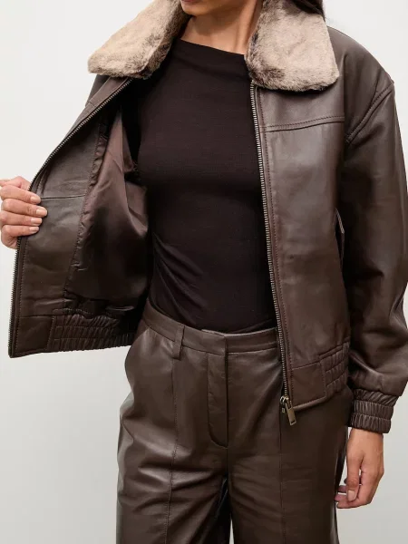Шкіряна куртка Answear.LAB демісезонна коричневий