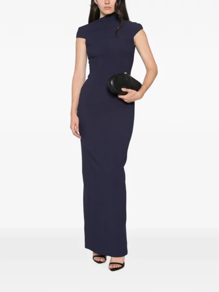Rochie maxi Solace London asimetrică albastru