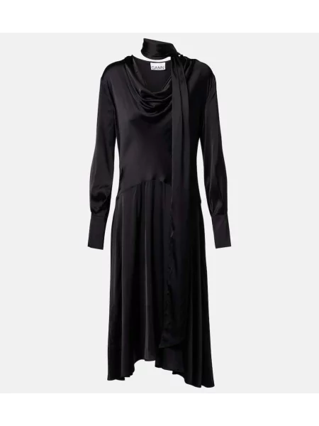 Sukienka midi Ganni asymetryczna do kolan garniturowa czarna