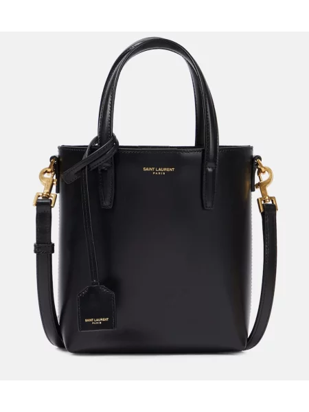Usnjena shopper torbica Saint Laurent črna