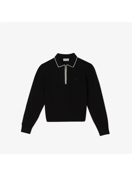 Lacoste Sweter Z Kołnierzykiem Polo Regular Fit czarny
