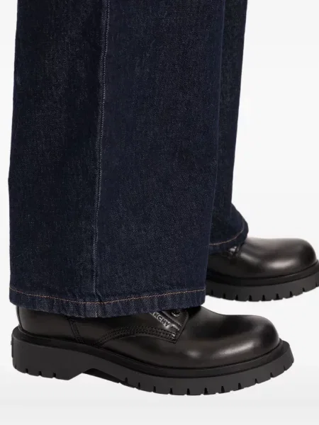Botine Givenchy cu șireturi din piele biker negru