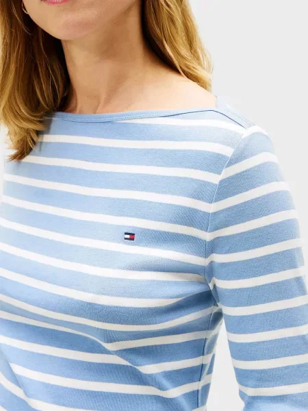 Смугастий лонгслів Tommy Hilfiger блакитний