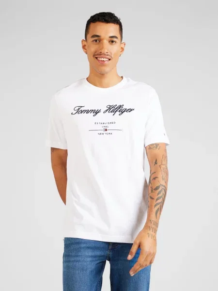 TOMMY HILFIGER Tricou bleumarin / roșu / negru alb