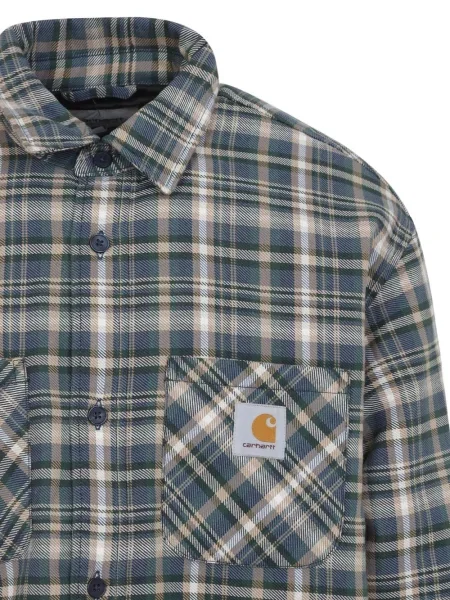 Cămașă Carhartt Wip în carouri albastru
