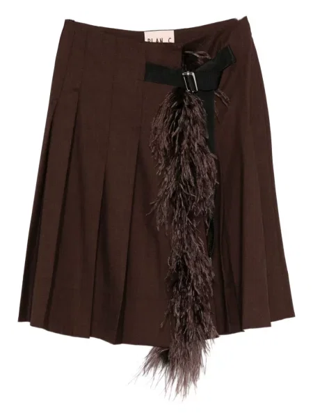 Fusta plisata Plan C cu pene plisată până la genunchi maro