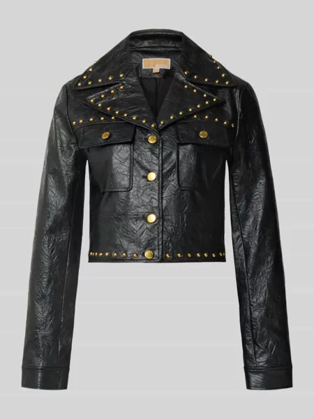 Kurtka cropped ze skóry ekologicznej model STUDDED' Michael Michael Kors czarna