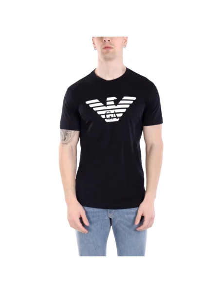 Koszulka Emporio Armani z nadrukiem niebieska