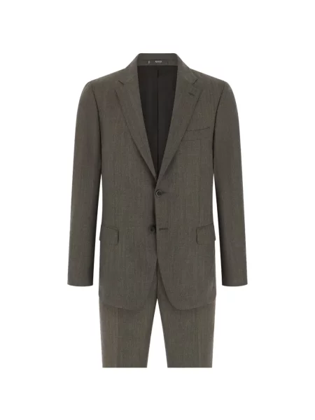 Costum Boggi Milano de lână cu model herringbone maro