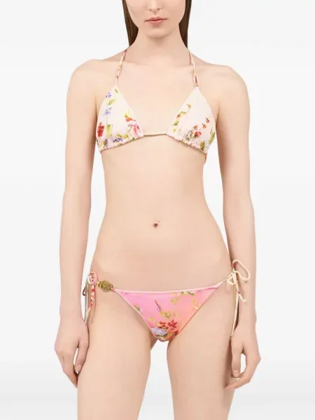 Bikini Roberto Cavalli cu model floral cu imagine roz