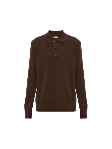 Koszulka polo Burberry wełniana brązowa