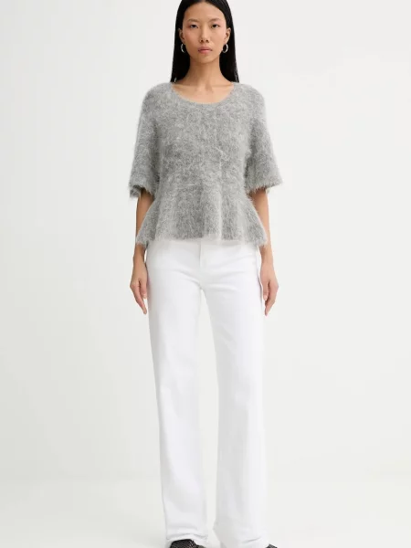 MUNTHE sweter z dodatkiem wełny RYLALINE szary