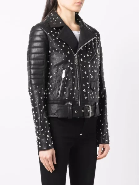 Kurtka Philipp Plein z ćwiekami biker czarna