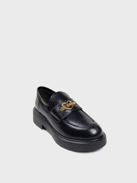 Кожаные лоферы Love Moschino черные