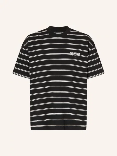 Allsaints Tričko Undergrnd Stripe černá bílá