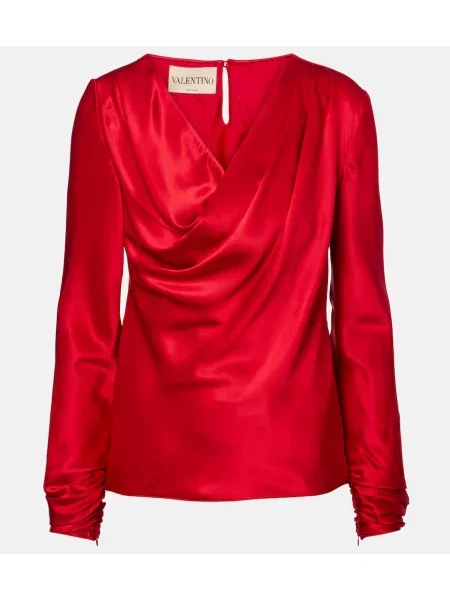 Top Valentino din satin drapat roșu