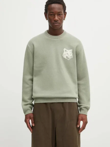 Maison Kitsuné Fox Head Intarsia Merino pulover din lână pentru bărbați