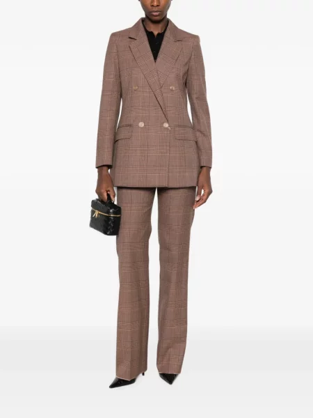 Pantaloni Max Mara în carouri maro