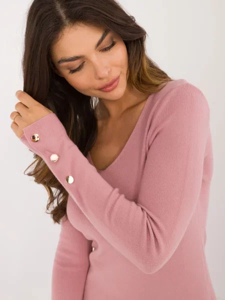 Pulover Fashionhunters clasic roz