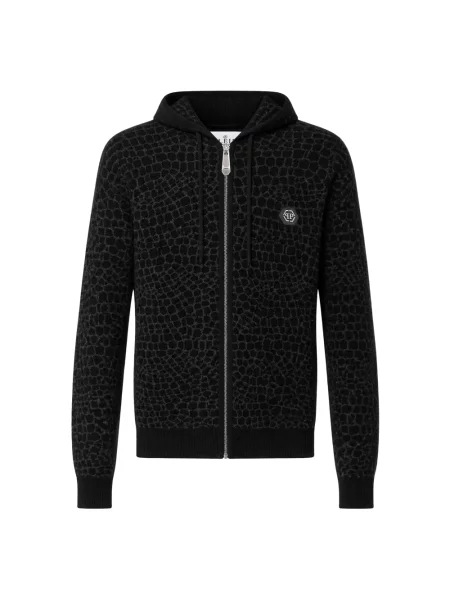 Dzianinowa bluza z kapturem Philipp Plein czarna