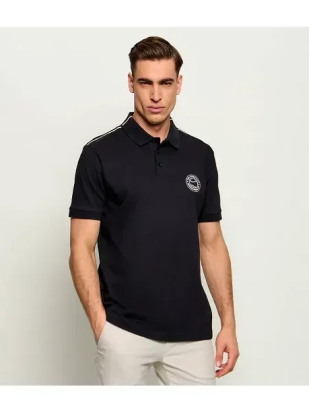Tricou polo Boss Green stretch negru