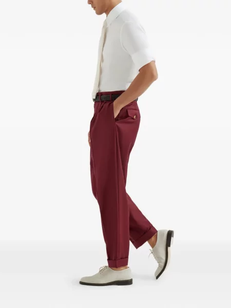Plisované kalhoty Brunello Cucinelli červené