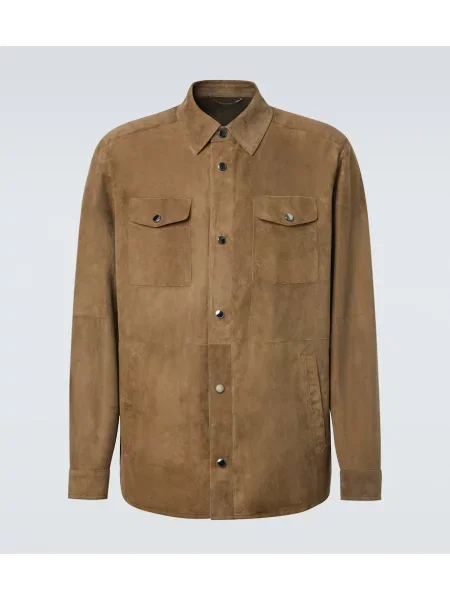 Semišová bunda Canali hnedá