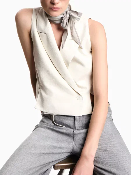 Класичний жилет Emporio Armani світло-сірий бавовна/віскоза сірий