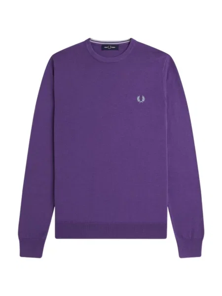 Pulover Fred Perry cu decolteu rotund clasic violet