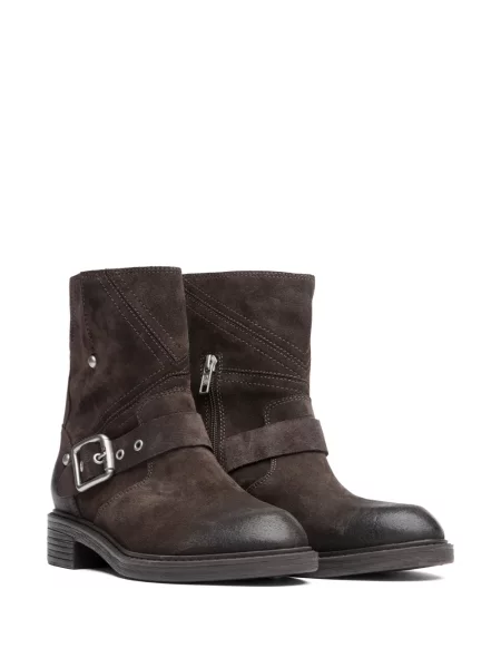 Botine Ash din piele de căprioară cu model floral maro