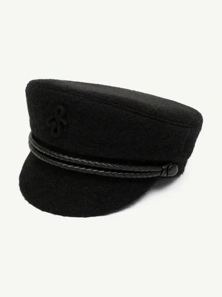 RUSLAN BAGINSKIY beretă cu cozoroc pentru femei cu lână Monogram-embellished Cap negru