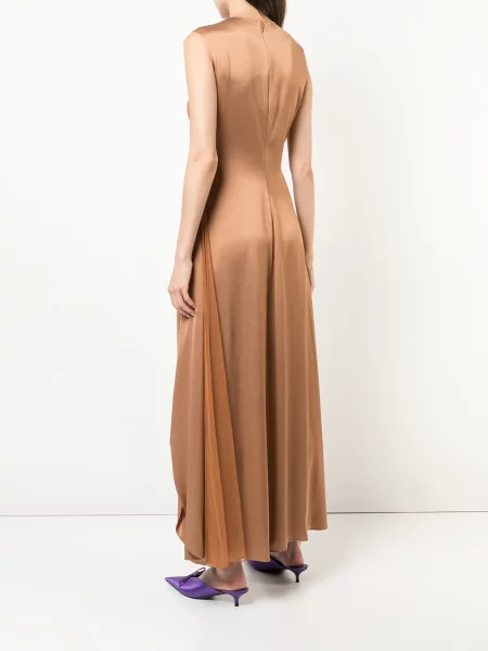Rochie maxi Sies Marjan drapată lungă de costum maro