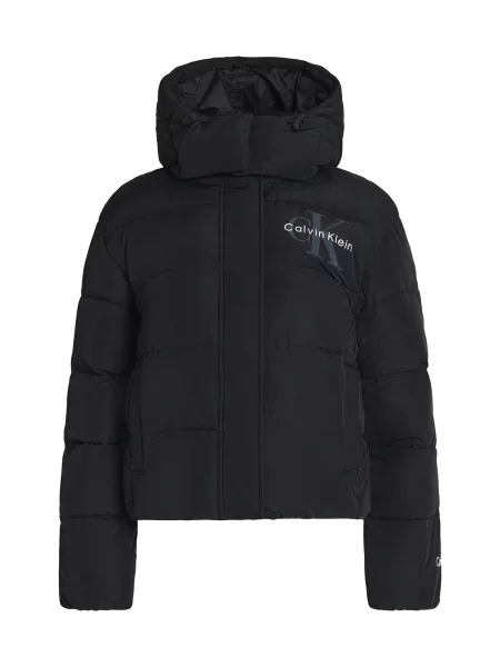 Calvin Klein Jeans Geacă de iarnă verde pin / negru alb
